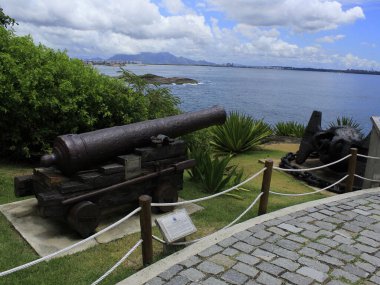 Espirito Santo 'daki Santa LUZIA Deniz Feneri. 22 Ocak 2021 'de, Vila Velha, Espirito Santo, Brezilya: 1871' de faaliyete başlayan Deniz fenerinde hareket D. Pedro II tarafından başlatıldı.