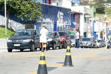 Flu vaccination campaign. March 23,2020,Osasco,Sao Paulo,Brazil: The first day of vaccination campaign against influenza and H1N1 flu held at health center UBS Helena Marry 