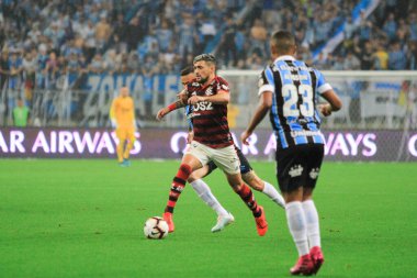 Porto Alegre - Ekim 02, 2019: Gremio 'ya karşı oynanan maçta, Amerika' nın Copa Libertadores takımının yarı finallerinde 1. maçta geçerlidir.