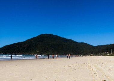 Covid-19: sahilde hareket var. 9 Mayıs 2020, Florianopolis. Santa Catarina, Brezilya: Bu Cumartesi öğleden sonra, Florianopolis, Santa Catarina 'nın kuzeyinde yer alan Brava plajında hareket