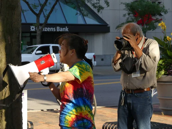 Setembro 2020 Manchester New Hampshire Eua Grupo Ativistas Manifestam Frente — Fotografia de Stock