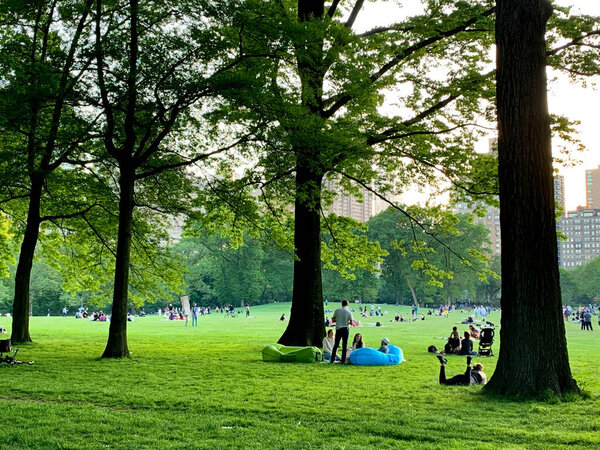 NOVA YORK, EUA, 25.05.2020 - COVID-19 - FERIADO MEMORIAL DAY - As pessoas se reuniram no Central Park para comemorar o Memorial Day. Algumas pessoas usavam mascaras, enquanto outras nao usavam durante a pandemia de coronavirus (covid-19). As pessoas