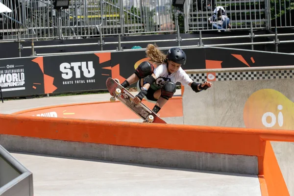 Sao Paulo 2019 Skate 本周四 12日 在位于圣保罗以西Vila Hamburguesa的Candido Portinari州立公园的世界溜冰场上的运动员 比赛将在9月9日至15日之间举行 — 图库照片