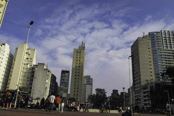 Movimento Pessoas Praça Roosevelt Outubro 2020 São Paulo Brasil Houve — Fotografia de Stock