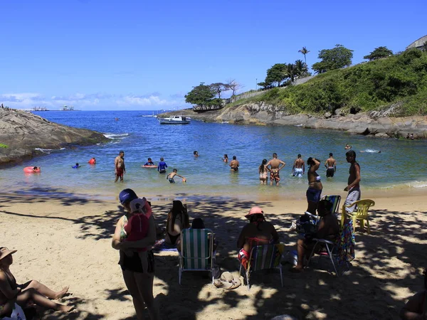 Movimento Pesado Pessoas Secret Beach Espírito Santo Janeiro 2021 Vila — Fotografia de Stock