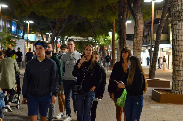 Pink Night Riccione August 2020 Raccione Rimini Italy Lot Movement — Stock Photo, Image