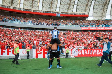Porto Alegre - Ekim 02, 2019: Gremio 'ya karşı oynanan maçta, Amerika' nın Copa Libertadores takımının yarı finallerinde 1. maçta geçerlidir.
