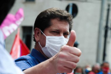 Sao Paulo Belediye Başkanı adaylarının seçim kampanyası. 7 Kasım 2020, Sao Paulo, Brezilya