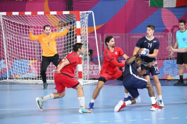 Peru - Lima, 02 / 08 / 2019 - LIMA, Peru, 02.08.2019 - HANDEBOL MASCULINO. Disputa entre Eua x Chile pela classificatoria no centro esportivo de Videna. (Fotoğraf: Leco Viana / Haber 2 / Depozito Fotoğrafları) 