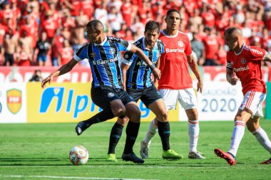 PORTO ALEGRE - FEB15, 2020: INTER VS GREMIO - during a match against Gremio, validated by the semifinal of the Gaucho 2020 Championship, at the Beira-Rio stadium, in Porto Alegre