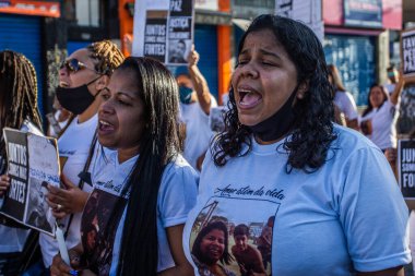 Bir genç olan Guilherme 'nin Americanopolis' te öldürülmesini protesto etmek. 21 Haziran 2020, Americanopolis, Sao Paulo, Brezilya: Aile ve arkadaşları genç Guilherme 'nin öldürülmesi için adalet talep eden barışçıl bir gösteri düzenlediler