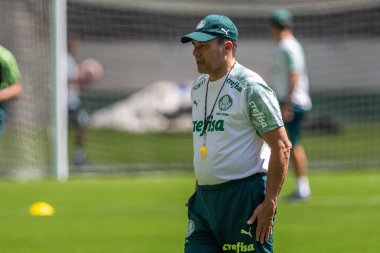 Sao Paulo - 12 Şubat 2020: Sentetik çimenlikte antrenman sırasında PALMEIRAS oyuncularının eğitilmesi.