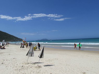 FLORIANOPOLIS, SC, 17.01.2020 - MOVIMENTACAO JURthe-INTERNACIONAL - Praia de Jurere Internacional Hareketi Florianopolis 'in kuzeyinde yer almaktadır. 