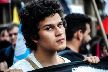 Sao Paulo Valisi Bill PL 529 / 20 'ye karşı protesto. 1 Ekim 2020, Sao Paulo, Brezilya: Protestocular Sao Paulo Valisi Joao Doria 'nın (PSDB) temel kamu kurumlarını yok etmeyi veya özelleştirmeyi amaçlayan projesini protesto ettiler 