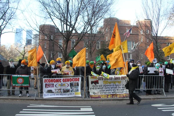 Dezembro 2020 Nova York Eua Alguns Moradores Indianos Reuniram Frente — Fotografia de Stock