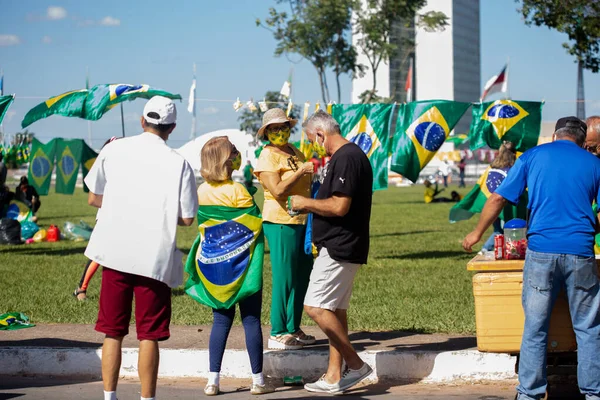 Protester Till Förmån För Brasiliens President Maj 2020 Brasilia Brasilien — Stockfoto