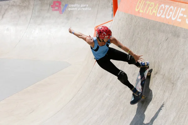 Sao Paulo 2019 Skate Atletas Femininas Durante Park World Skate — Stok fotoğraf