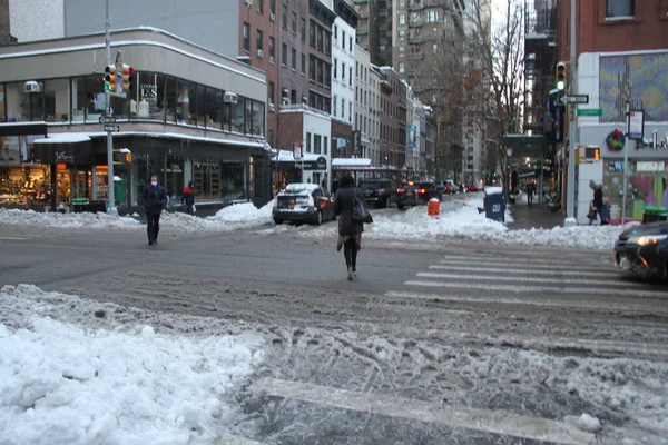 Nuevo Consecuencias Blizzard Nueva York Diciembre 2020 Nueva York Estados — Foto de Stock