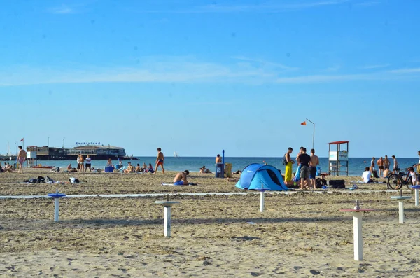 Рух Пляжі Ріміні Червня 2020 Ріміні Італія Суботу Пляжі Ріміні — стокове фото