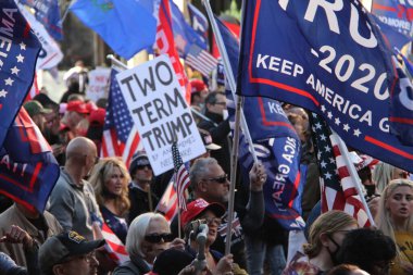 (Washington DC 'de Trump için MAGA Milyon Yürüyüşü. 14 Kasım 2020, Washington DC, Maryland, ABD: Trump 'a destek vermek ve Presidenti' yi protesto etmek için Washington DC 'deki Freedom Plaza' da toplandılar.