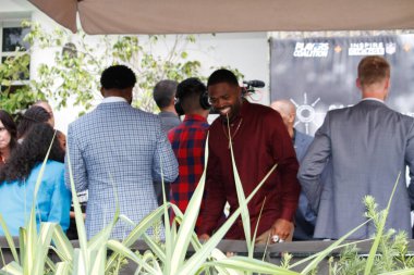 MIAMI 31 / 01 / 2020 - INSPIRE CHANGE-NFL EvENT- Shaun Edward Alexander NFL etkinliği sırasında eski Seattle Seahawks oyuncusu NFL tarafından bu Cuma günü Miami 'deki Collins Bulvarı' nda düzenlenen değişiklik için ilham kaynağı oldu..