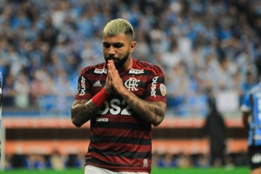 Porto Alegre - Ekim 02, 2019: Gremio 'ya karşı oynanan maçta, Amerika' nın Copa Libertadores takımının yarı finallerinde 1. maçta geçerlidir.