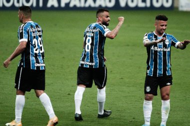 Porto Alegre - Ekim 02, 2019: Gremio 'ya karşı oynanan maçta, Amerika' nın Copa Libertadores takımının yarı finallerinde 1. maçta geçerlidir.