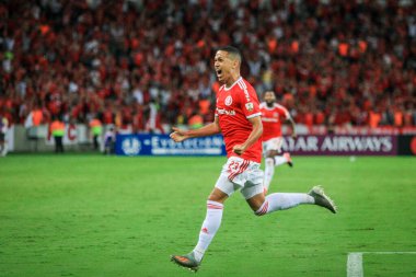 PORTO ALEGRE - FEB 11, 2020: INTER VS UNIVERSIDAD DE CHILE - scored during the return match against Univerisad de Chile, validated by the second phase of the Copa Libertadores da America 2020, at the stadium