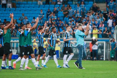 Porto Alegre - Ekim 02, 2019: Gremio 'ya karşı oynanan maçta, Amerika' nın Copa Libertadores takımının yarı finallerinde 1. maçta geçerlidir.