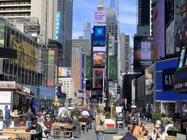 April 2020 Beweging Van Mensen Times Square New York — Stockfoto