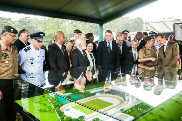 Sao Paulo 2020 Brezilya Cumhurbaşkanı Jair Bolsonaro Insanlarla Görüştü — Stok fotoğraf