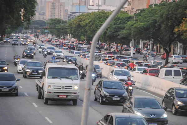 Verkehr Sao Paulo Oktober 2020 Sao Paulo Brasilien Schwerer Verkehr — Stockfoto