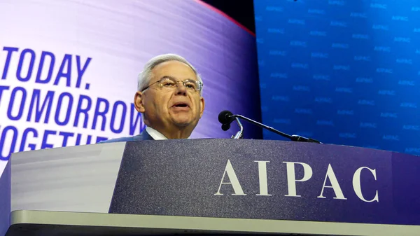 Γερουσιαστής Robert Menendez Μιλά Στην Aipac — Φωτογραφία Αρχείου