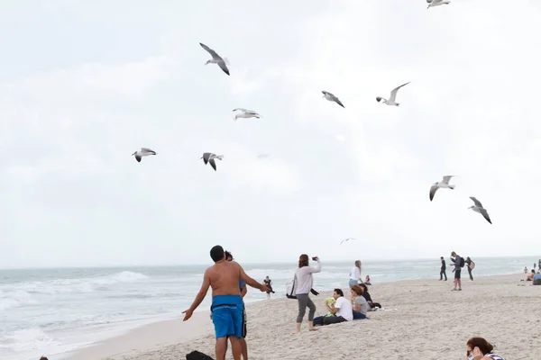 Miami Usa 2020 People Spending Time Miami Beach Usa — Stock Photo, Image