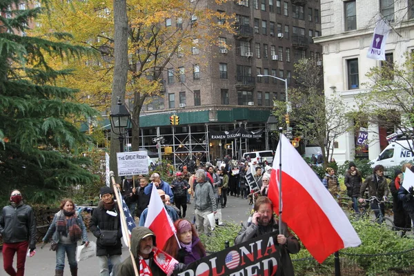 Noviembre 2020 Nueva York Estados Unidos Gente Protesta Contra Bloqueo —  Fotos de Stock