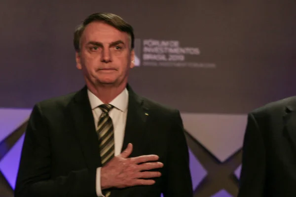 Abril 2020 Porto Alegre Brasil Presidente Brasil Jair Bolsonaro Durante — Fotografia de Stock