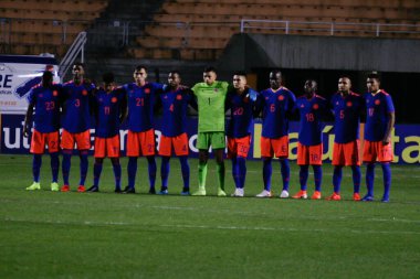 SAO PAULO - MAY 09, 2019: BRAZIL VS COLOMBIA. in a match between Brazil's Olympic team that faces Colombia in a friendly match at Estadio do Pacaembu