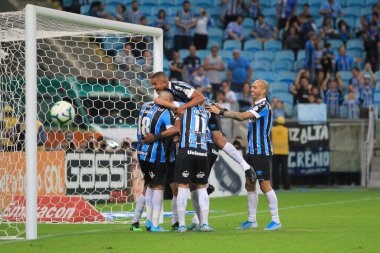 Porto Alegre - Ekim 02, 2019: Gremio 'ya karşı oynanan maçta, Amerika' nın Copa Libertadores takımının yarı finallerinde 1. maçta geçerlidir.