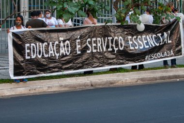 19 Temmuz 2020, Sao Paulo, Brezilya: Brezilya Cumhurbaşkanı Jair Bolsonaro 'yu protesto eden protestocular Central Sao Paulo' daki Franklin Roosevelt Parkı 'nda