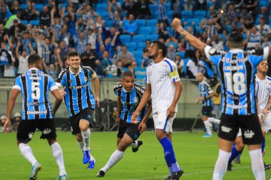 Porto Alegre - Ekim 02, 2019: Gremio 'ya karşı oynanan maçta, Amerika' nın Copa Libertadores takımının yarı finallerinde 1. maçta geçerlidir.