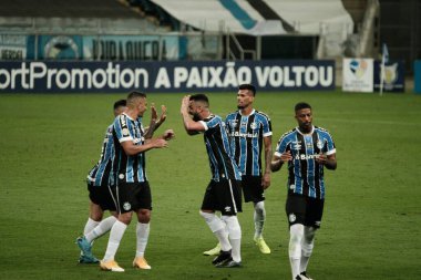 Porto Alegre - Ekim 02, 2019: Gremio 'ya karşı oynanan maçta, Amerika' nın Copa Libertadores takımının yarı finallerinde 1. maçta geçerlidir.