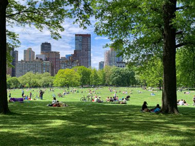 NOVA YORK (EUA), 05 / 02 / 2021 - MOVIMENTACAO CENTACAO PARK - Com a rescaldo da nevasca do dia anterior, nova-iorquinos e turistas sao vistos se divertindo se Central Park. Criancas fazendo snowboard, pessoas andando de carruagem, fazendo boneco de neve