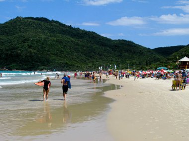 FLORIANOPOLIS, SC, 17.01.2020 - MOVIMENTACAO JURthe-INTERNACIONAL - Praia de Jurere Internacional Hareketi Florianopolis 'in kuzeyinde yer almaktadır. 