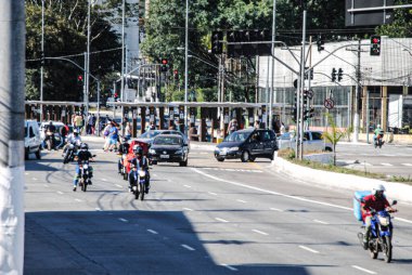Sao Paulo 'da trafik vardı. 14 Ekim 2020, Sao Paulo, Brezilya: Sao Paulo 'da Marjinal Tiete otoyolu yoğun trafik 
