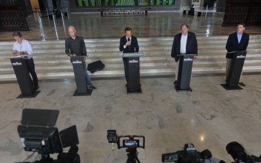 Mart 2020, Sao Paulo, Brezilya 'da Covid 19 basın toplantısı 