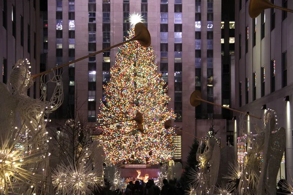 Люди Выстраиваются Очередь Увидеть Освещение Рождественской Елки Рокфеллера Декабря 2020 — стоковое фото