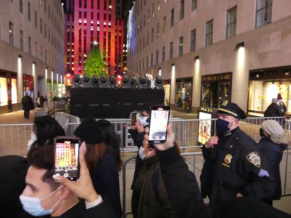 Dezembro 2020 Nova York Eua Cerimônia Iluminação Árvore Natal Rockfeller — Fotografia de Stock