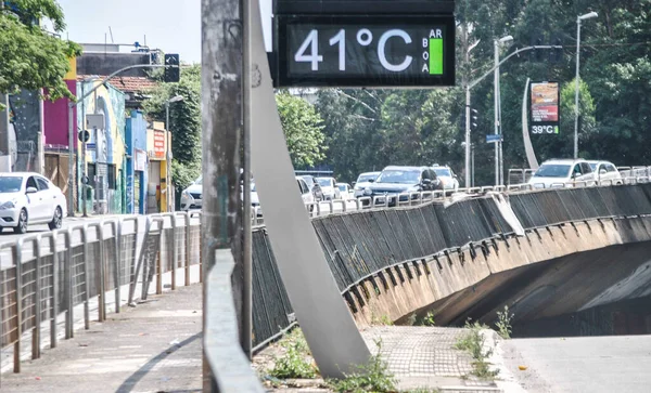 Septiembre 2020 Sao Paulo Brasil Termómetro Mide Grados Celsius Región —  Fotos de Stock