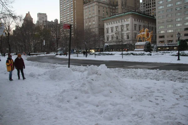 December 2020 New York Usa Aftermath Heavy Snow Falling New — Stock Photo, Image