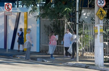 First COVID-19 Vaccination in Sao Paulo Brazil. January 17, 2021, Sao Paulo, Brazil: The Governor of Sao Paulo, Joao Doria speaks during a press conference at Hospital das Clinicas - HCFMUSP